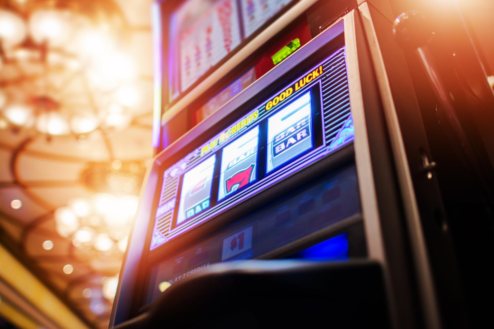 Low angle view of a slot machine